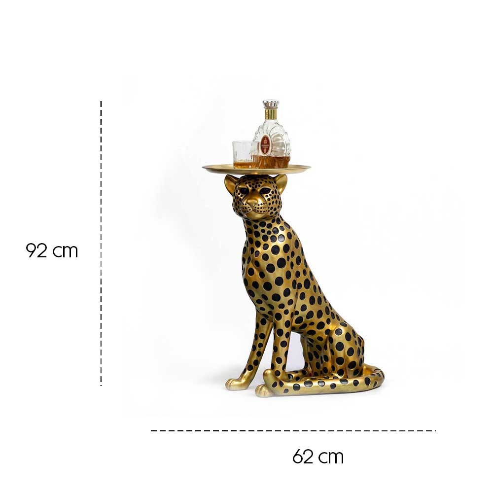 Luxury Cheetah Butler Tray Sculpture
