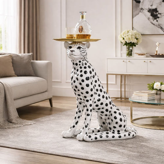 Luxury Cheetah Butler Tray Sculpture