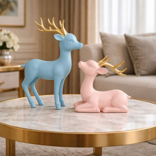 Elegant Deer Set Decorative Sculpture