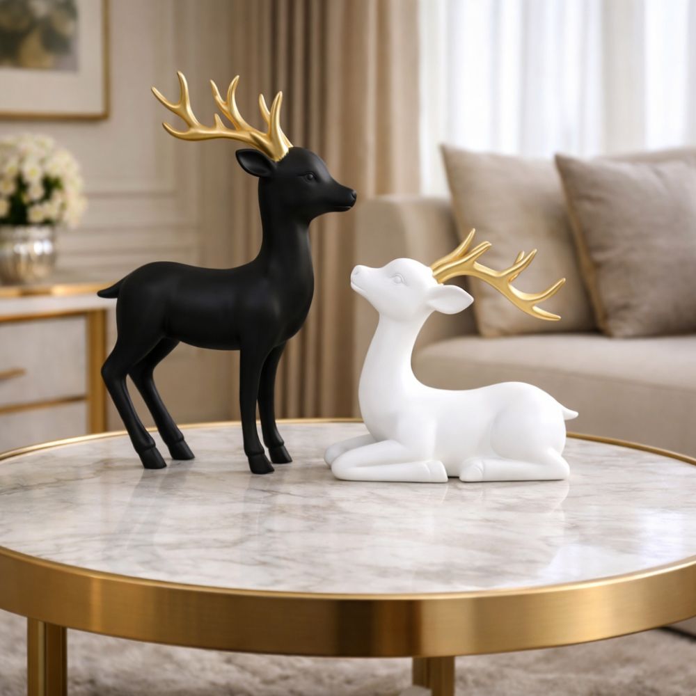 Elegant Deer Set Decorative Sculpture