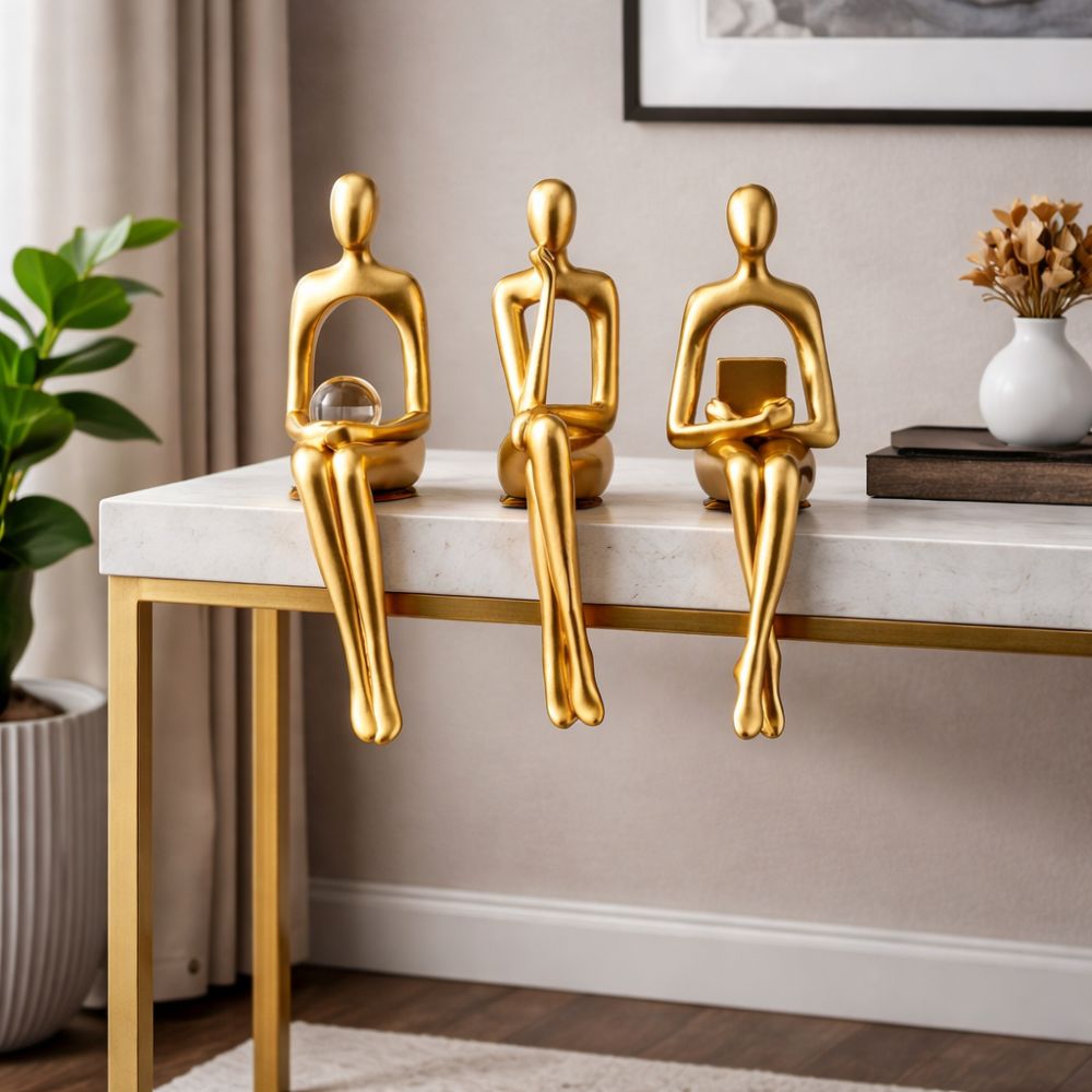 The Thinker Modern Gold Sculpture Set