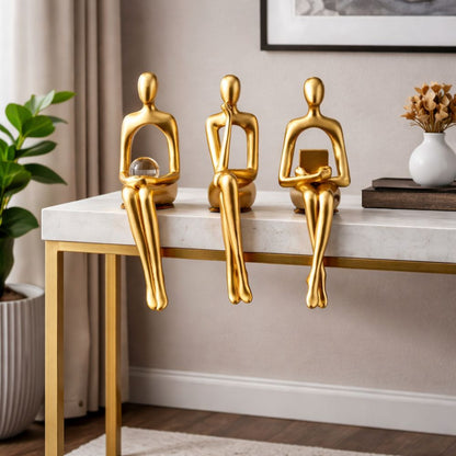 The Thinker Modern Gold Sculpture Set