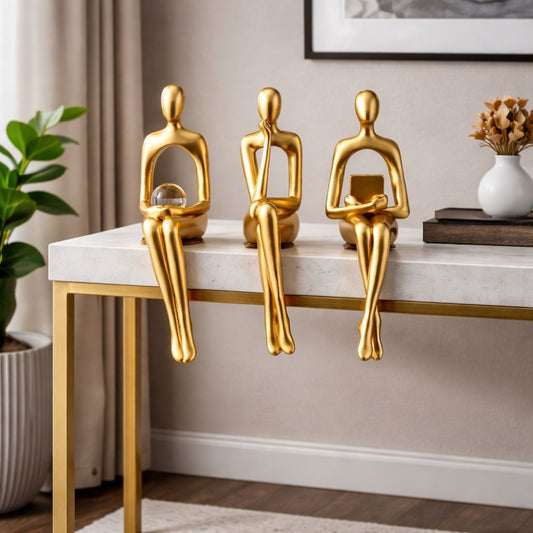 The Thinker Modern Gold Sculpture Set